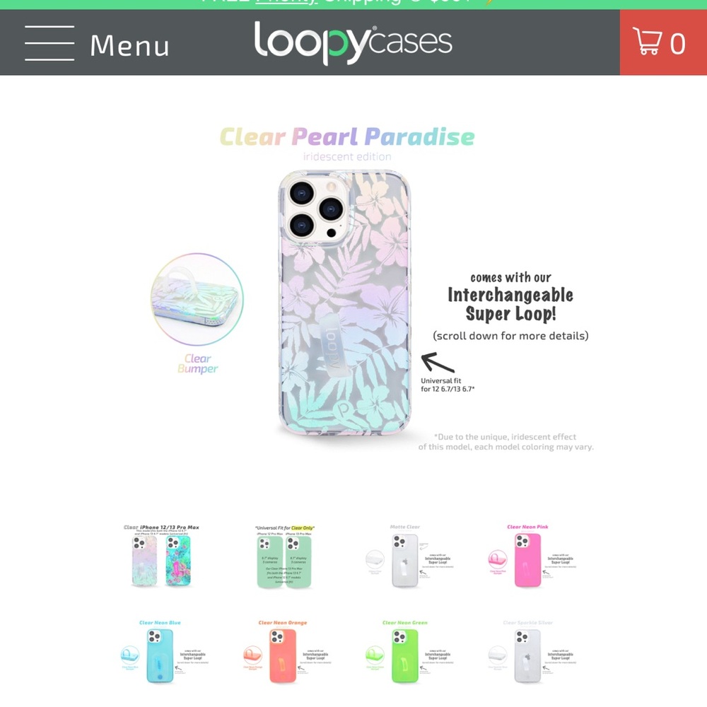 Clear Pearl paradise loopy case for iPhone 13 pro max